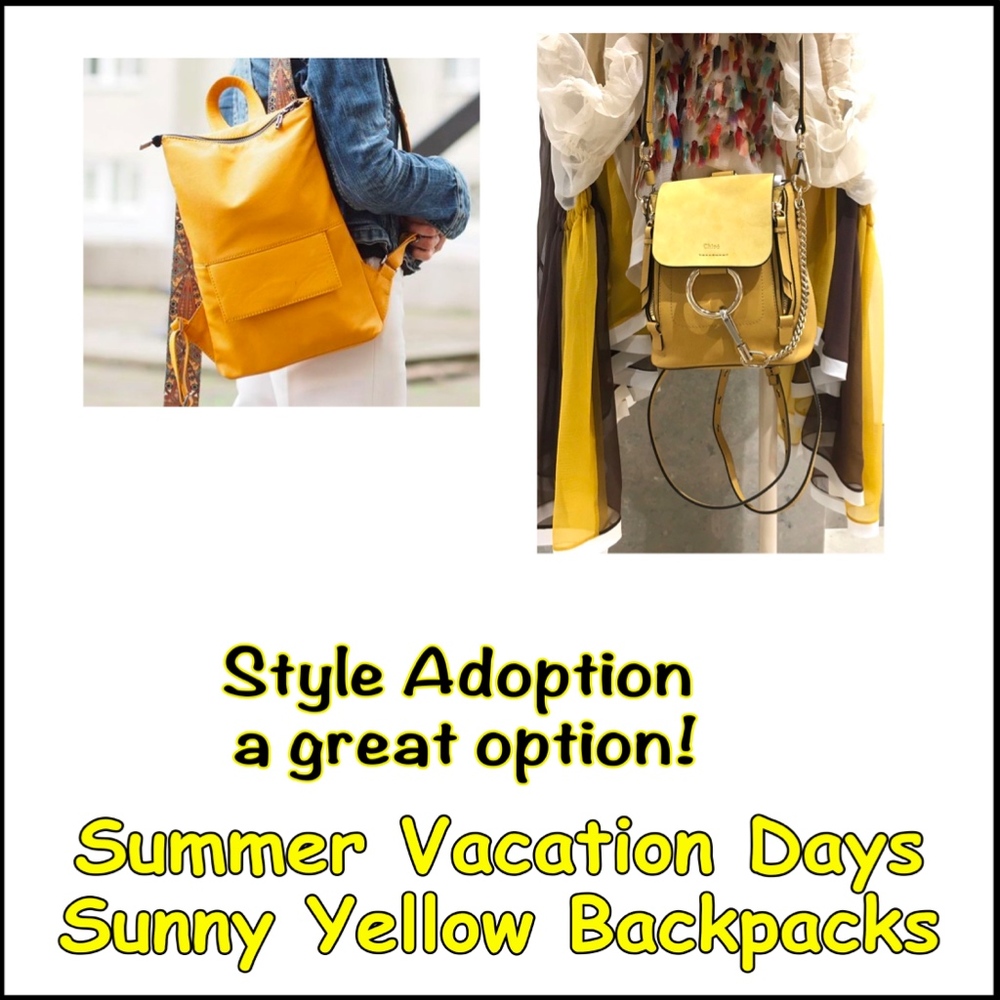Yellow Leather Handbag Backpack